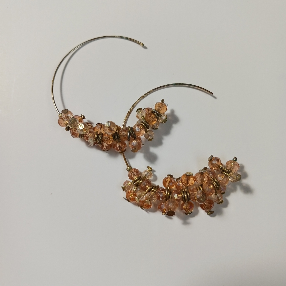 LOFT pink beads hoop earrings